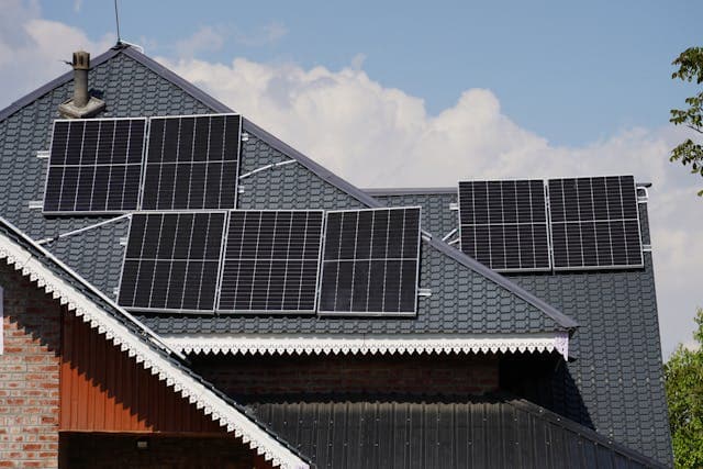 Detailed close-up of solar cells.